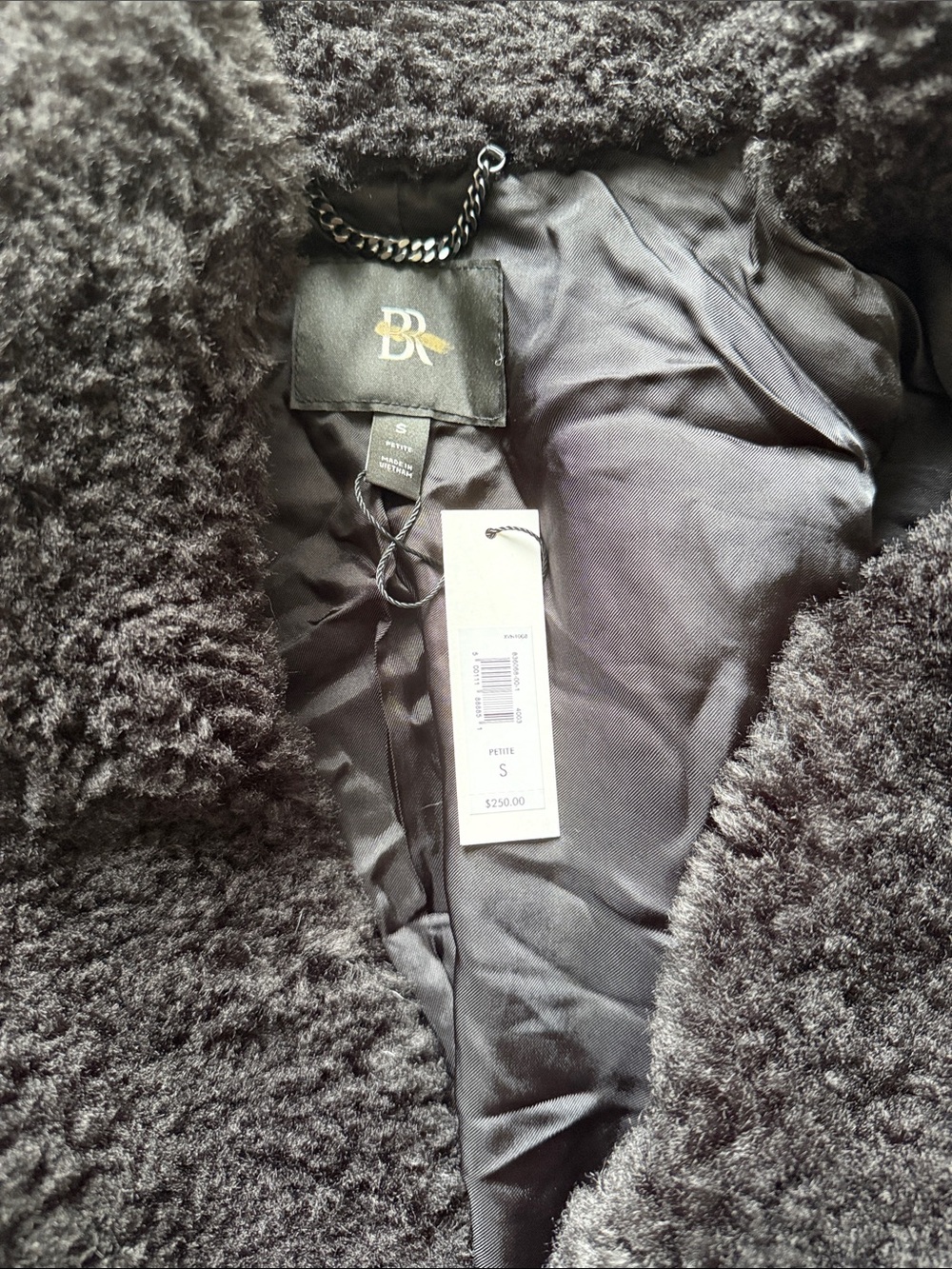 Banana Republic PS Petite Small Serres Curly Sherpa Coat Black NWT! Beautiful! - Picture 5 of 5